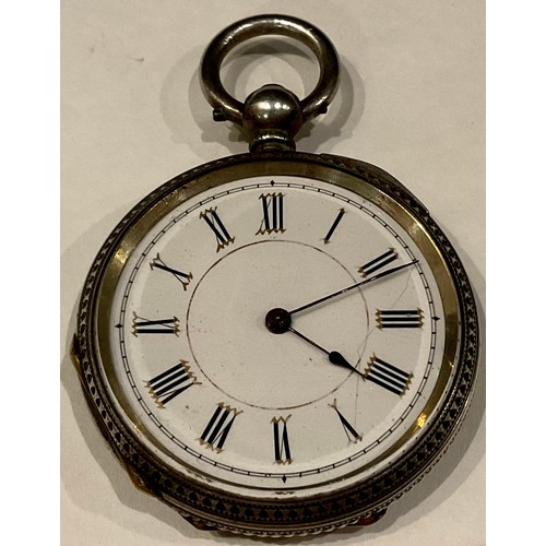 573 - A late 19th century Continental fine silver fob watch, c.1890