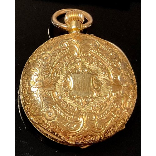 635 - A 19th century lady's 18ct gold fob watch, E. H. Mason, Middlesbrough, marked 18K, cased