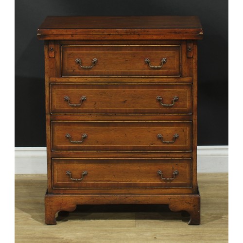 201 - A George I style mahogany bachelor’s chest, fold-over top above four long graduated cockbeaded drawe... 