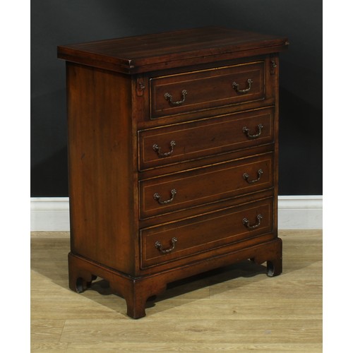 201 - A George I style mahogany bachelor’s chest, fold-over top above four long graduated cockbeaded drawe... 