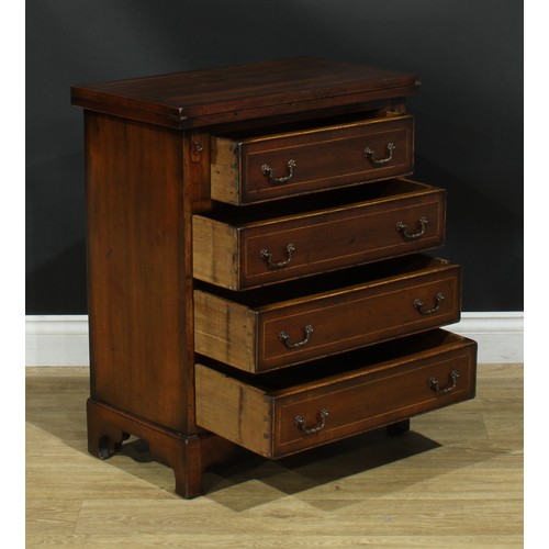 201 - A George I style mahogany bachelor’s chest, fold-over top above four long graduated cockbeaded drawe... 