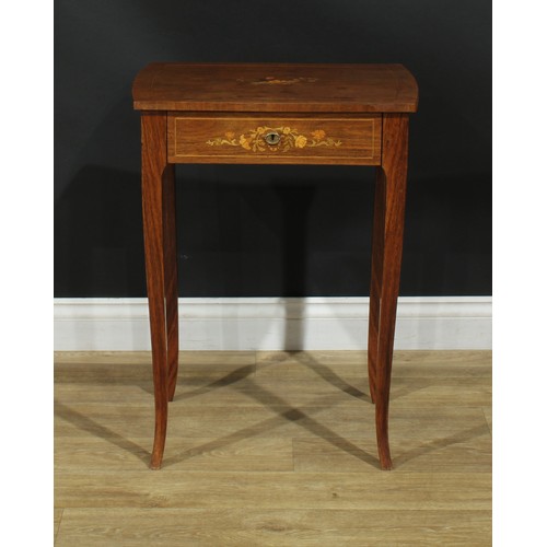 203 - An Edwardian marquetry writing table, of small and neat proportions, 70.5cm high, 54cm wide, 42cm de... 