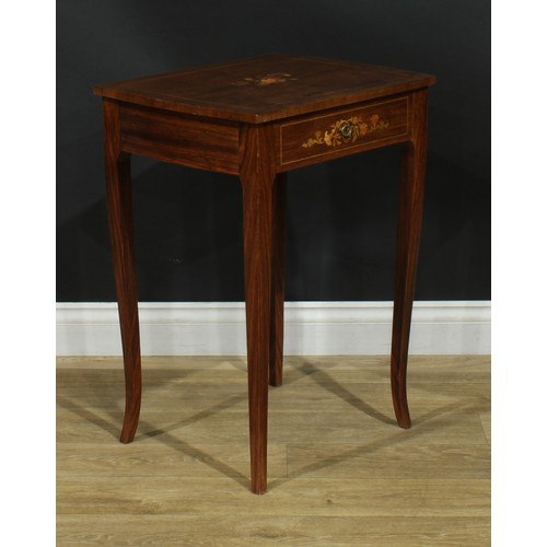 203 - An Edwardian marquetry writing table, of small and neat proportions, 70.5cm high, 54cm wide, 42cm de... 