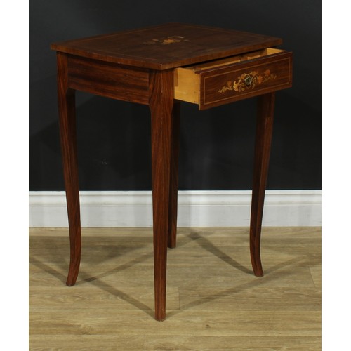 203 - An Edwardian marquetry writing table, of small and neat proportions, 70.5cm high, 54cm wide, 42cm de... 