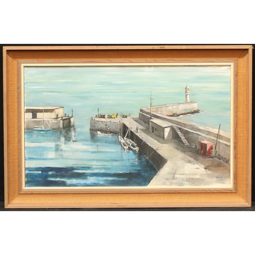 666 - Macfarlane Widdup
A Harbour and Lighthouse
signed, oil on canvas board, 44 x 75cm