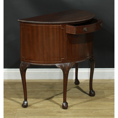 205 - A George III Revival mahogany demilune side cabinet, 79cm high, 85cm wide, 44cm deep, c.1920