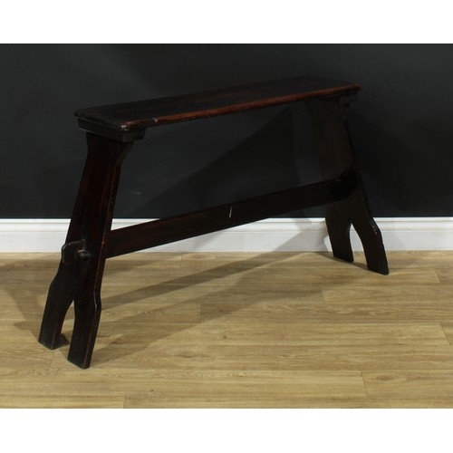 206 - A pine entrance hall bench or window seat, 67cm high, the seat 94.5cm wide and 25cm deep