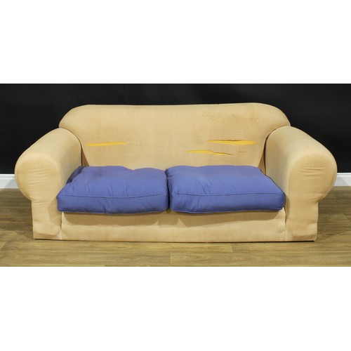 215 - A pair of contemporary sofas, made for Heal's, 80cm high, 215cm wide, the seat 145cm wide and 71cm d... 