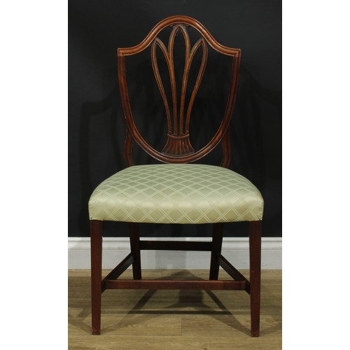 220 - A set of five 19th century Gothic Hepplewhite Revival dining chairs, 96cm high, 54cm wide, the seat ... 