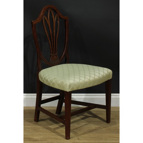 220 - A set of five 19th century Gothic Hepplewhite Revival dining chairs, 96cm high, 54cm wide, the seat ... 