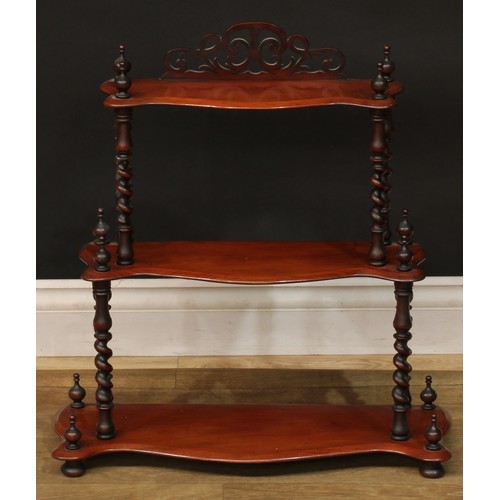 503 - A Victorian walnut four-tier corner whatnot, 127.5cm high, 68cm wide, 38cm deep; a similar serpentin... 