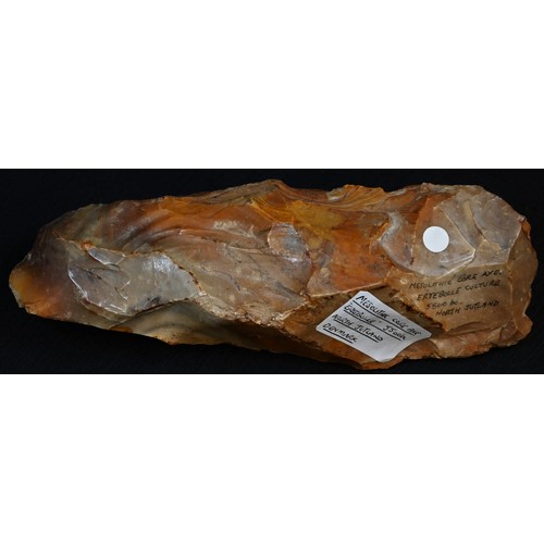 847A - Antiquities - Stone Age, a large Danish flint core hand axe, India ink collector's inscription, 16cm... 