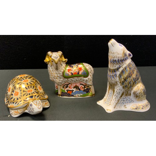 36 - A Royal Crown Derby Paperweight, Imari Ram, Visitors Centre exclusive, others Indian Star Tortoise; ... 
