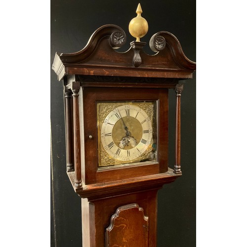 99 - A late 18th early 19th century oak longcase clock, by John Miles of Stroud, Gloucestershire, brass f... 