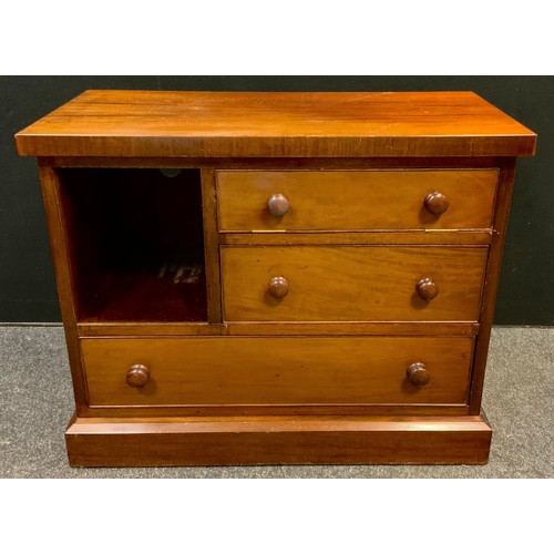 102 - A Victorian mahogany chiffonier, 144cm tall x 89cm wide x 41.5cm deep, c.1880;  a mahogany side cabi... 