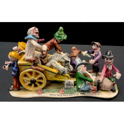 123 - A Will Young, Devon Widecombe Fair figure group, Coming Home From Widecombe Fair, 26cm high, painted... 