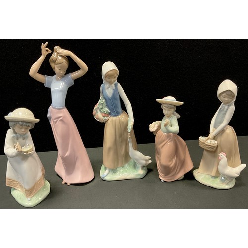 165 - A Nao figure, Goose Girl, 25cm high, printed marks;  others (5)