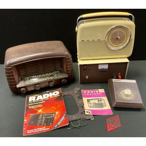 236 - A Bakelite Strad model 511 AC mins radio;  a Bush TR82C radio;  a Hirchmann Antenna Rotor;  a Transm... 