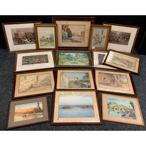 261 - Pictures and prints - J. R. Dickinson, a pair, Mediterranean coastal scenes, signed, watercolours, 2... 