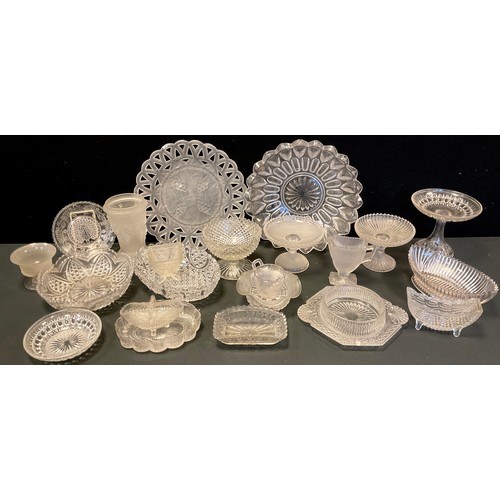 272 - Sowerby, Davidson and Pres Moulded Glassware - comports, pedestal bowls, serving plates;  jugs, etc