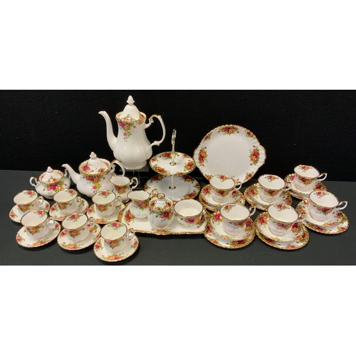 279 - A Royal Albert Old Country Rose pattern tea and coffee set, for six, inc tea and coffee pots, cream ... 