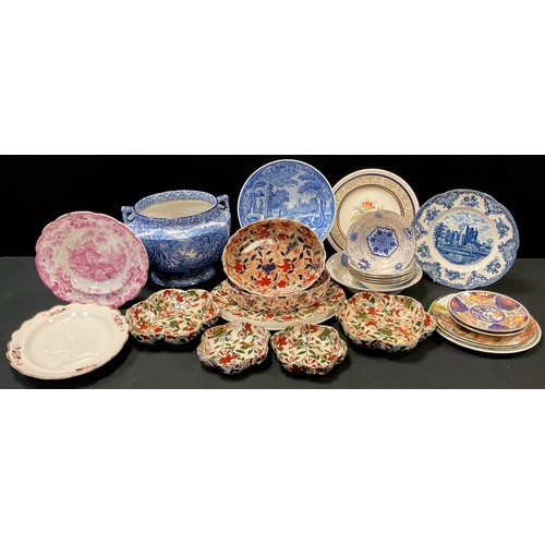 288 - Ceramics - a Spode's Italian bowl;  James Kent blue and white Jardinière;  Staffordshire ironstone C... 