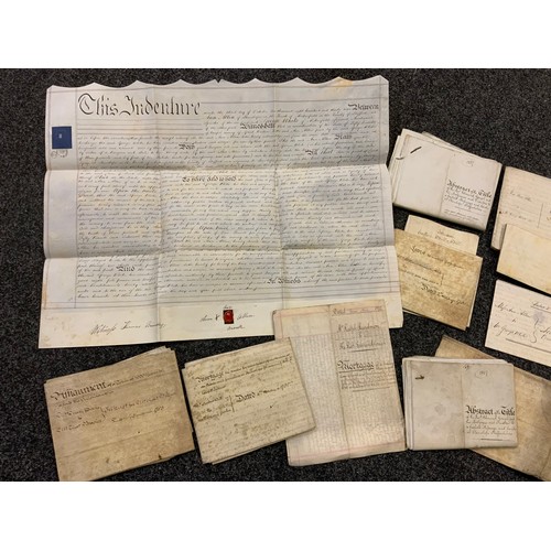 87 - Local Interest - 18th century and later indentures relating to Alston field, Stanhope Hall etc, date... 