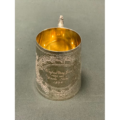 400 - A George V silver christening mug, Sheffield 1926, 5.8ozt