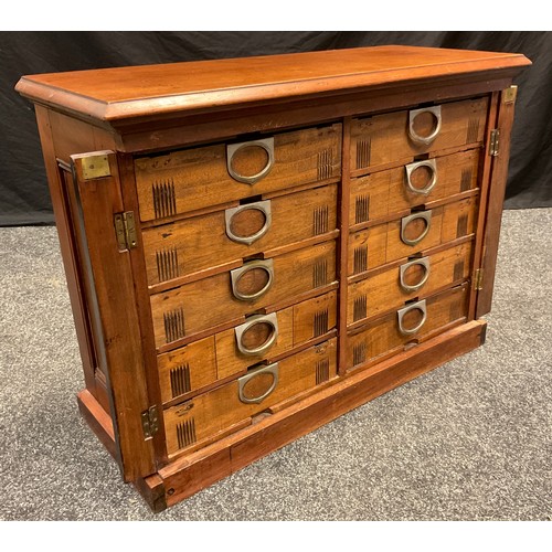 118A - An early 20th century American Amberg’s patent mahogany ten drawer filing cabinet, 66cm tall x 87.5c... 