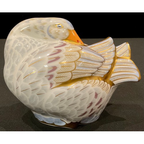 151 - A pair of Royal Crown Derby paperweights, Goose and Goslings, Designer's Choice Collection, limited ... 