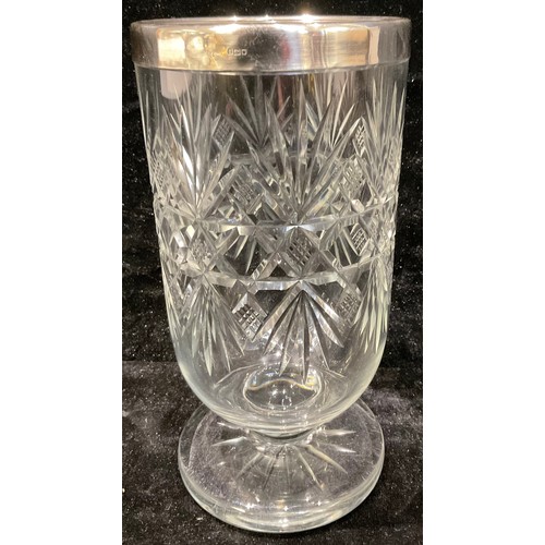 213 - A George V silver mounted cut glass vase, 21cm high, London 1911