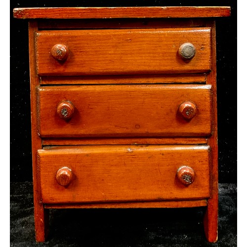 241 - A Victorian pine miniature chest of drawers, , 24cm high, c.1900