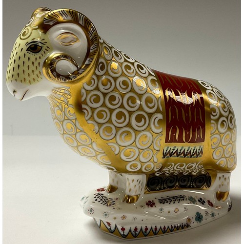 229 - A Royal Crown Derby paperweight, The Ram of Colchis, Connaught House special commission, designed by... 