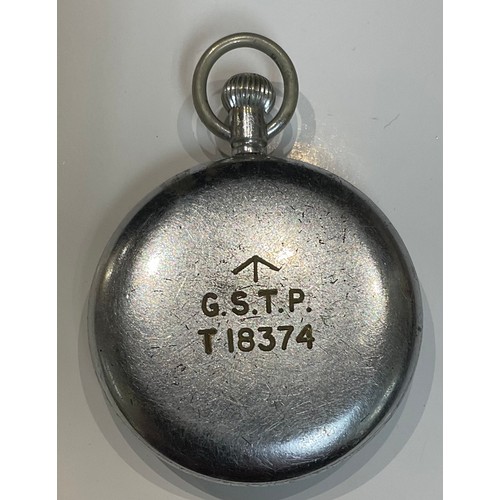 452 - A Cyma black faced military pocket watch, GSTP-T18374