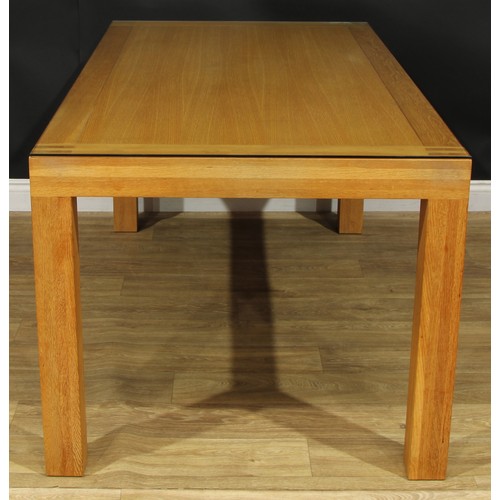 105 - A contemporary oak dining table, 75.5cm high, 170cm long, 90cm wide; a set of six dining chairs, 96c... 