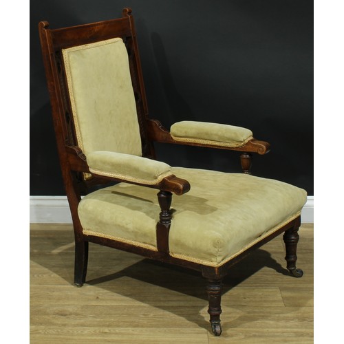 113 - A Victorian mahogany library chair, 95cm high, 66cm wide, the seat 61cm deep, c.1870