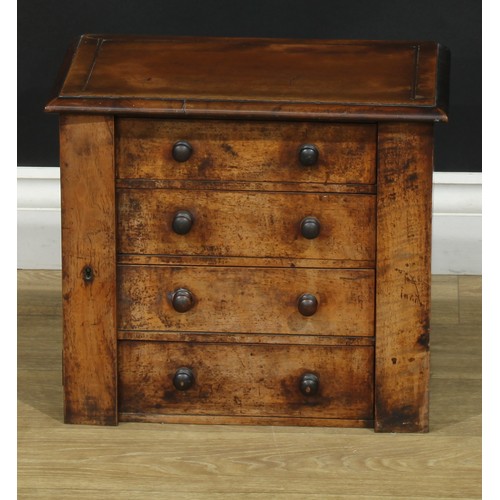 119 - Miniature Furniture - a Victorian mahogany chest of four long drawers, 35.5cm high, 41cm wide, 25cm ... 