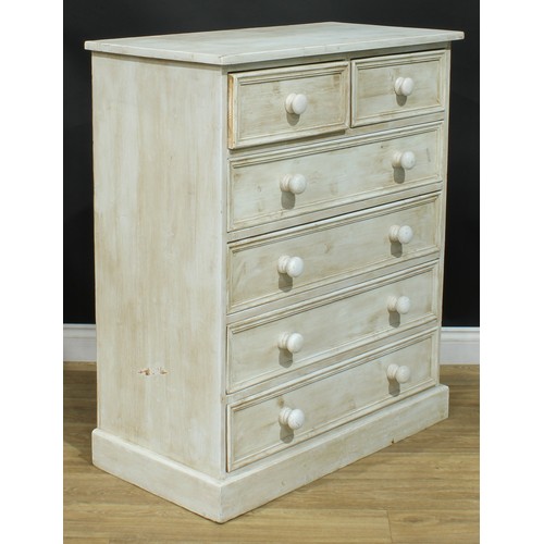 120 - A painted pine chest of drawers, 108cm high, 91cm wide, 46.5cm deep