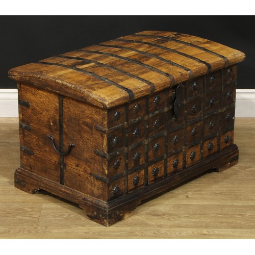 311 - A contemporary 19th century style Zanzibar inspired chest, hinged top, carry handles to sides, 45cm ... 