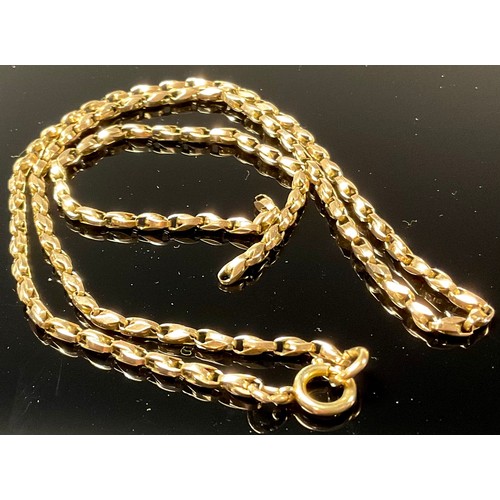 540 - An unmarked 9ct rose gold chain, with separate links, 9.5g