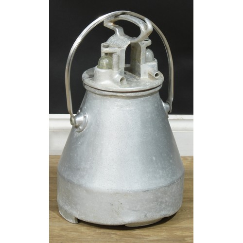 488 - A vintage aluminium milk bucket, 57cm high