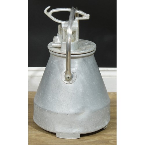 488 - A vintage aluminium milk bucket, 57cm high