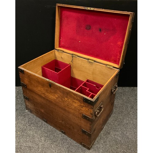 155 - A late 19th century iron bound oak rectangular chest, with later interior,  71.5cm high,  91cm wide,... 