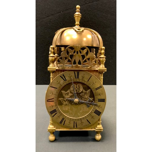 173 - A 17th century style brass lantern clock, retailed by Finnigan's, Manchester, 30cm high