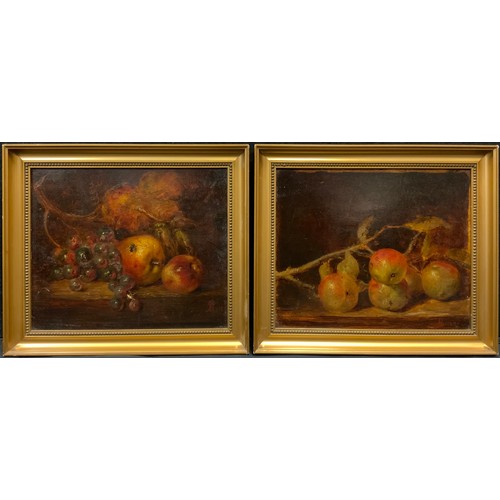 224 - Victorian school, A study of apples, signed with monogram, dated 1871, oil on panel, 25cm x 30.5cm; ... 