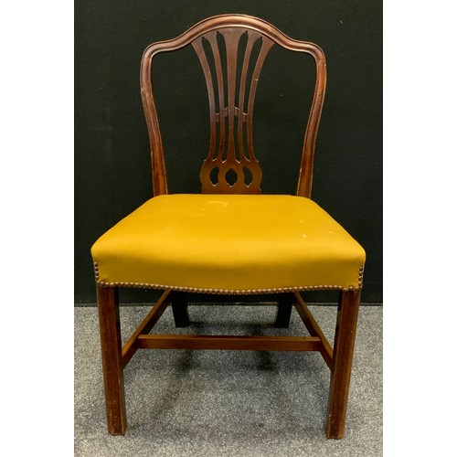 125 - An early George III mahogany chair, serpentine back, upholstered seat, c.1780