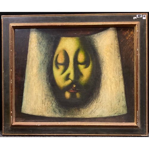 120 - Francis Sarel,
‘Turin Shroud’,
signed, oil on canvas, 73cm x 92cm.