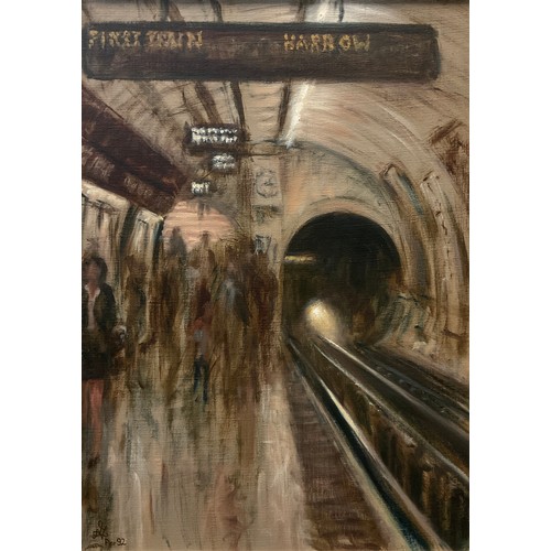 137 - Nicholas Leake
London Underground
signed, dated ‘92, oil on canvas, 70cm x 50cm.