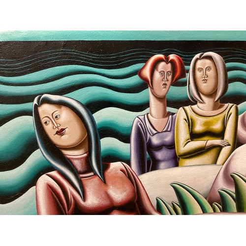 25 - Fe Rodriguez (Modern Spanish School), ‘By the sea’, signed, oil on canvas, signed and titled to vers... 