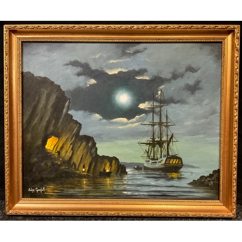 134 - John Grenfell (contemporary) Smuggler’s Cache, signed oil on canvas, 40cm x 50cm